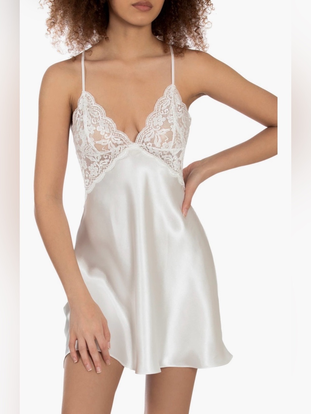 In Bloom by Jonquil White Lace and Chemise Nightie Nightgown Size Large